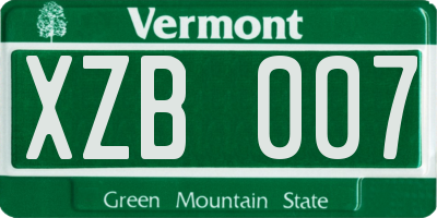 VT license plate XZB007