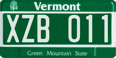 VT license plate XZB011