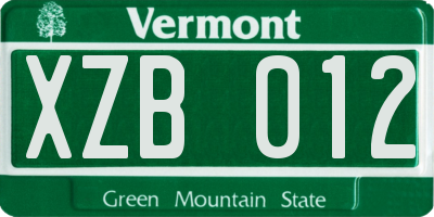VT license plate XZB012