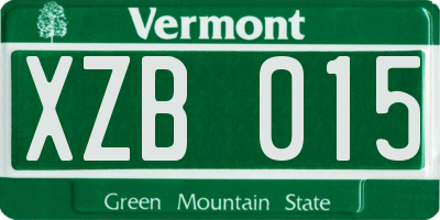 VT license plate XZB015