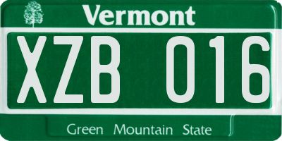 VT license plate XZB016