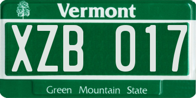 VT license plate XZB017