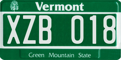 VT license plate XZB018