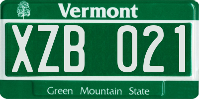 VT license plate XZB021