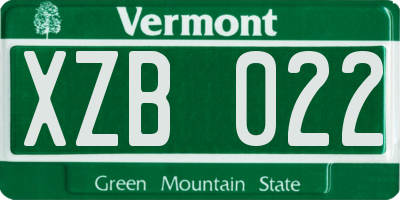 VT license plate XZB022