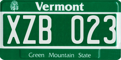 VT license plate XZB023