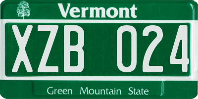 VT license plate XZB024
