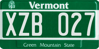 VT license plate XZB027