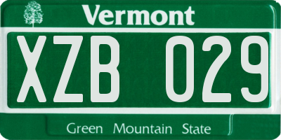 VT license plate XZB029