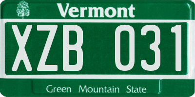 VT license plate XZB031
