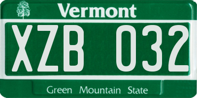 VT license plate XZB032