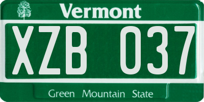 VT license plate XZB037