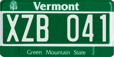 VT license plate XZB041