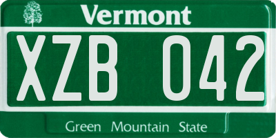 VT license plate XZB042
