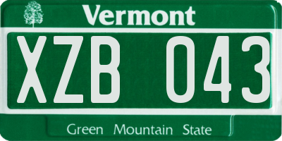 VT license plate XZB043