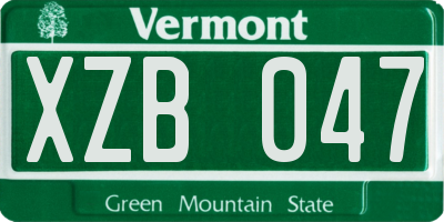 VT license plate XZB047