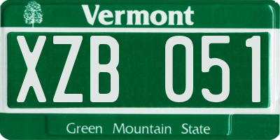 VT license plate XZB051