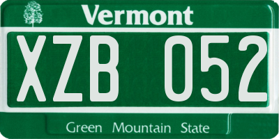 VT license plate XZB052