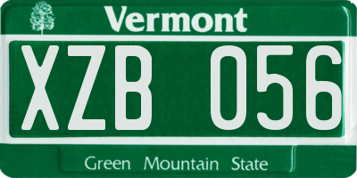 VT license plate XZB056