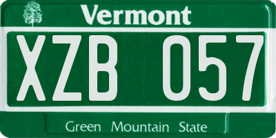 VT license plate XZB057