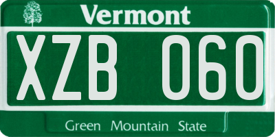 VT license plate XZB060