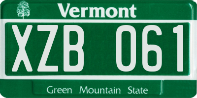 VT license plate XZB061