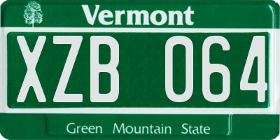 VT license plate XZB064