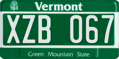 VT license plate XZB067