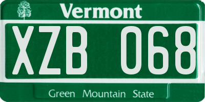 VT license plate XZB068