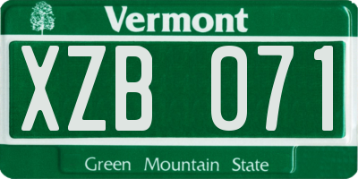 VT license plate XZB071