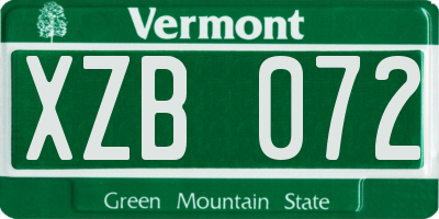 VT license plate XZB072