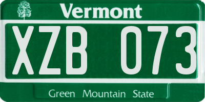 VT license plate XZB073