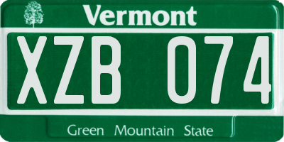 VT license plate XZB074