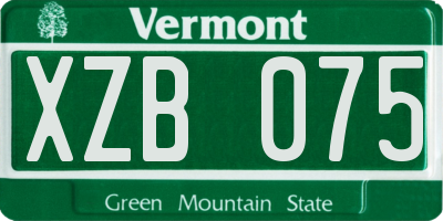 VT license plate XZB075
