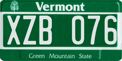 VT license plate XZB076