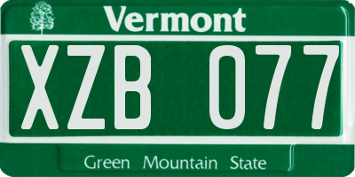 VT license plate XZB077