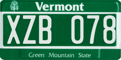 VT license plate XZB078
