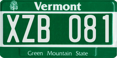VT license plate XZB081