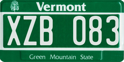 VT license plate XZB083