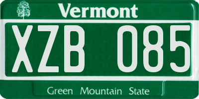 VT license plate XZB085