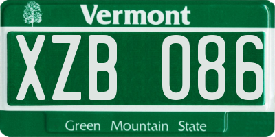 VT license plate XZB086