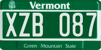 VT license plate XZB087