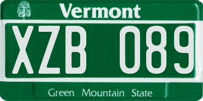 VT license plate XZB089
