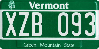 VT license plate XZB093