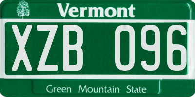 VT license plate XZB096