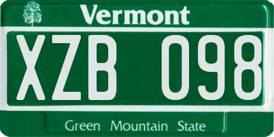 VT license plate XZB098