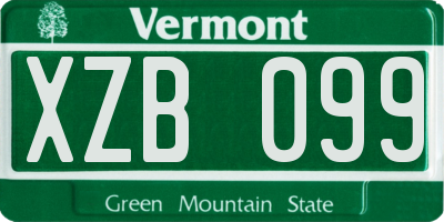 VT license plate XZB099