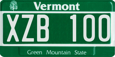 VT license plate XZB100