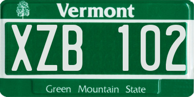 VT license plate XZB102