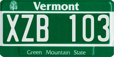VT license plate XZB103